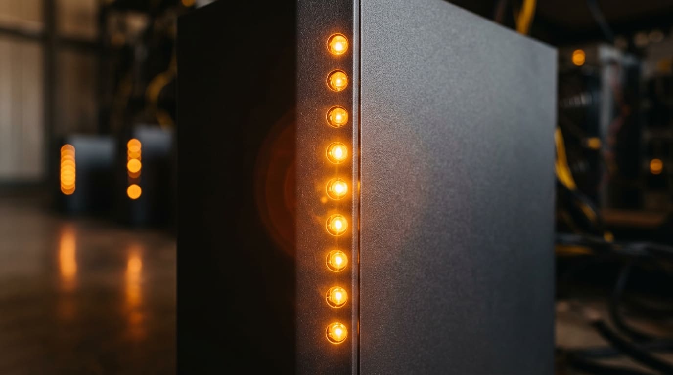 Antminer S21 Pro LED array — Mizan halal fleet